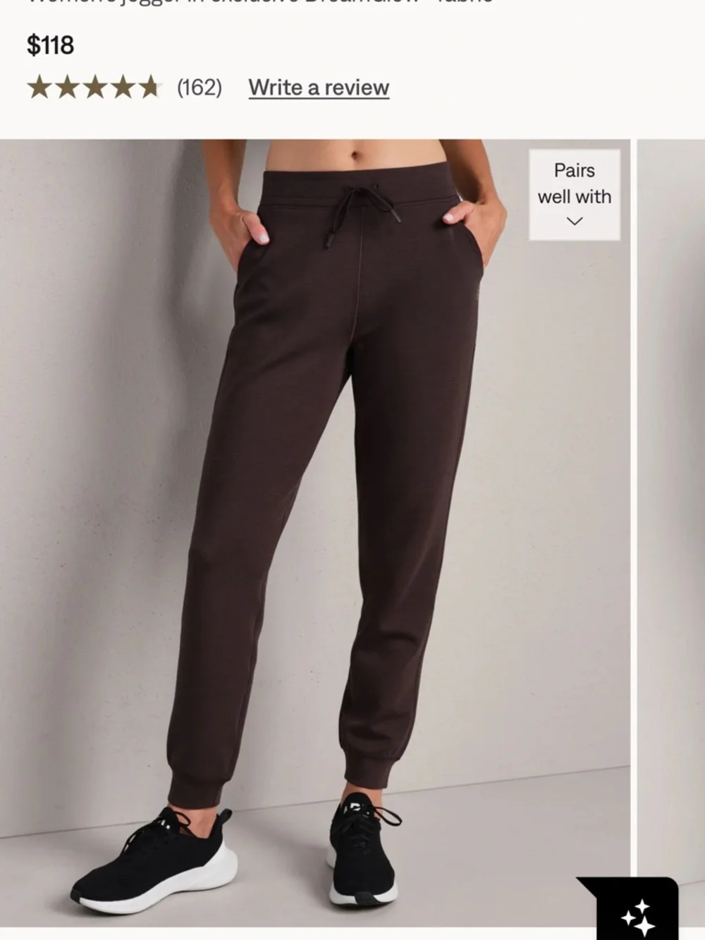RHONE Women's Brown Slim Track Joggers - Picture 2 of 2
